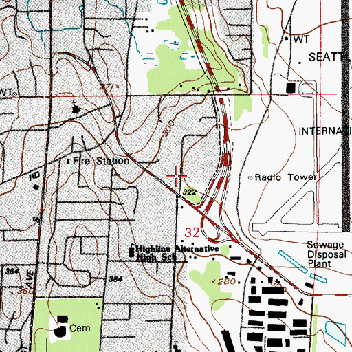 Topographic Map of Seatac Occupational Skills Center, WA