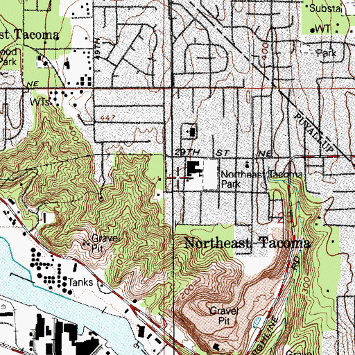 Topographic Map of Northeast Tacoma Elementary School, WA