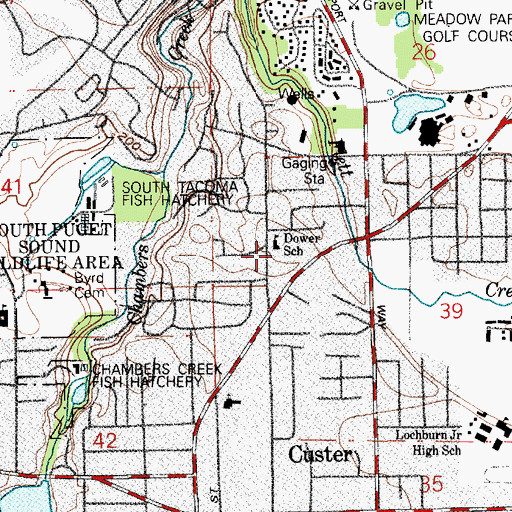 Topographic Map of Dower Elementary School, WA