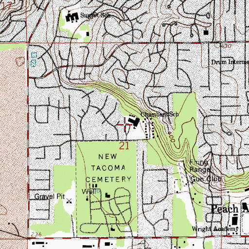 Topographic Map of Chambers Elementary School, WA