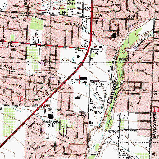 Topographic Map of Southgate Elementary School, WA