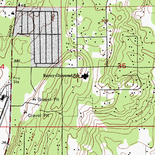 Topographic Map of Burley Glenwood Elementary School, WA