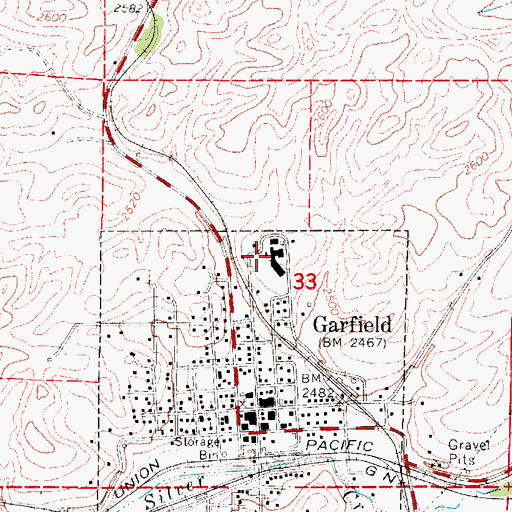 Topographic Map of Garfield Elementary School, WA