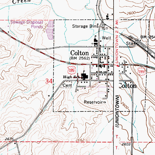 Topographic Map of Colton School, WA