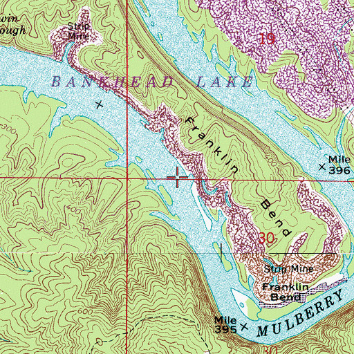 Topographic Map of Franklin Shoals, AL