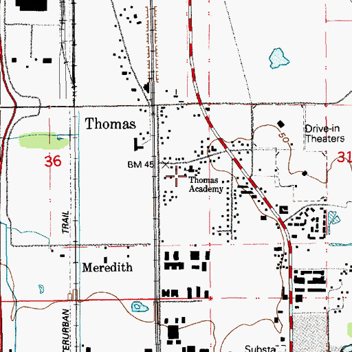 Topographic Map of Thomas Academy, WA