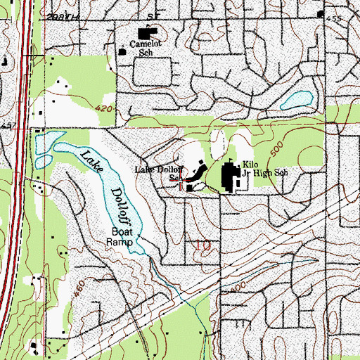 Topographic Map of Lake Dolloff Elementary School, WA