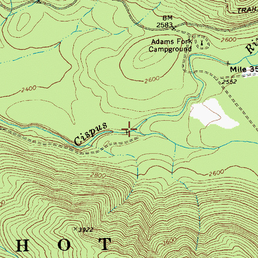 Topographic Map of Adams Creek, WA