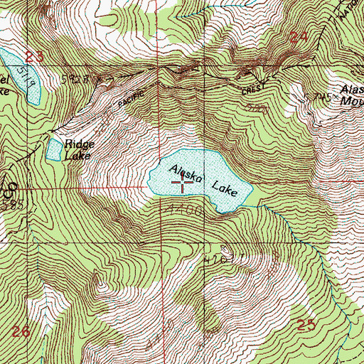 Topographic Map of Alaska Lake, WA
