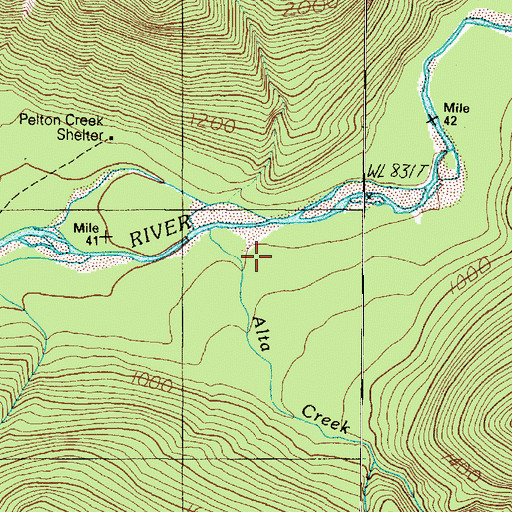 Topographic Map of Alta Creek, WA