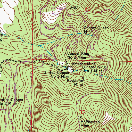 Topographic Map of Amazon Mine, WA