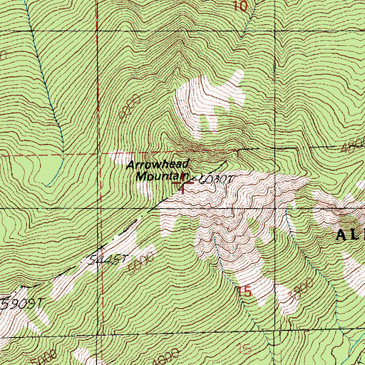 Topographic Map of Arrowhead Mountain, WA