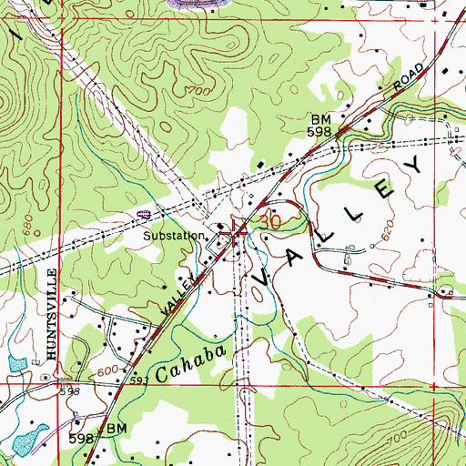 Topographic Map of Cedar Grove (historical), AL