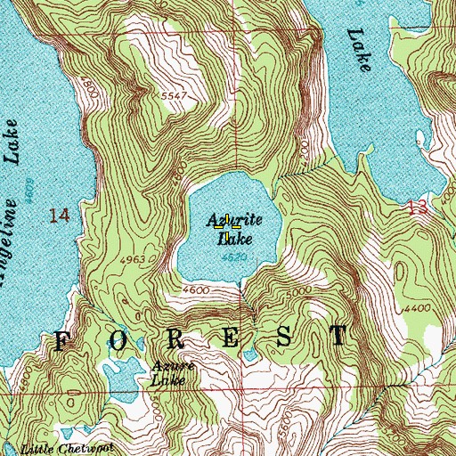 Topographic Map of Azurite Lake, WA