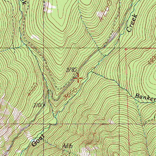 Topographic Map of Banker Creek, WA