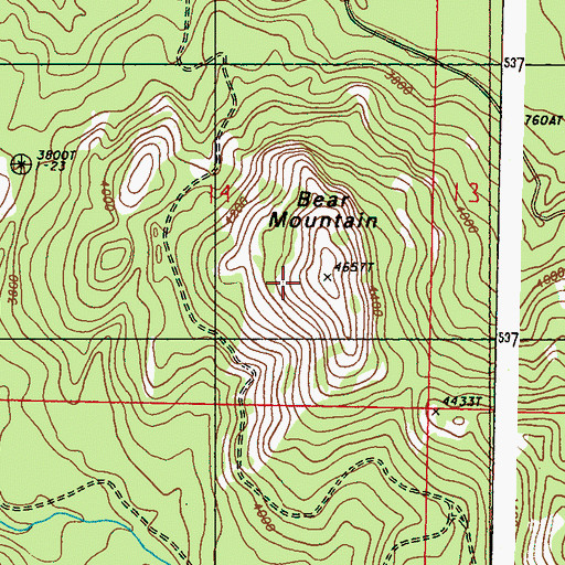 Topographic Map of Bear Mountain, WA