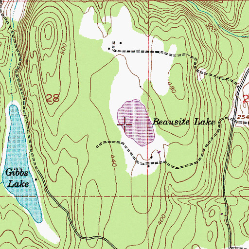 Topographic Map of Beausite Lake, WA