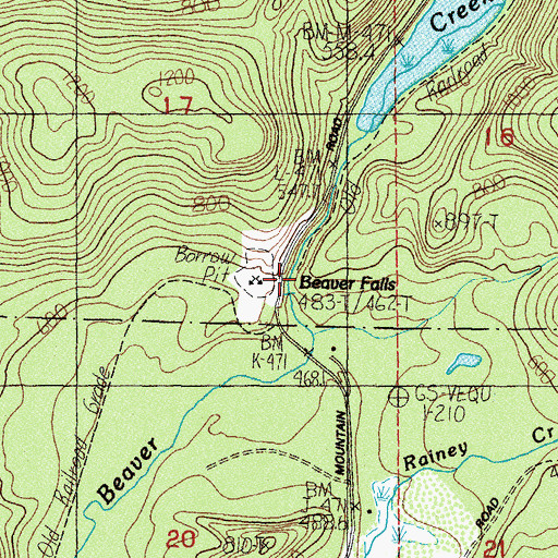 Topographic Map of Beaver Falls, WA