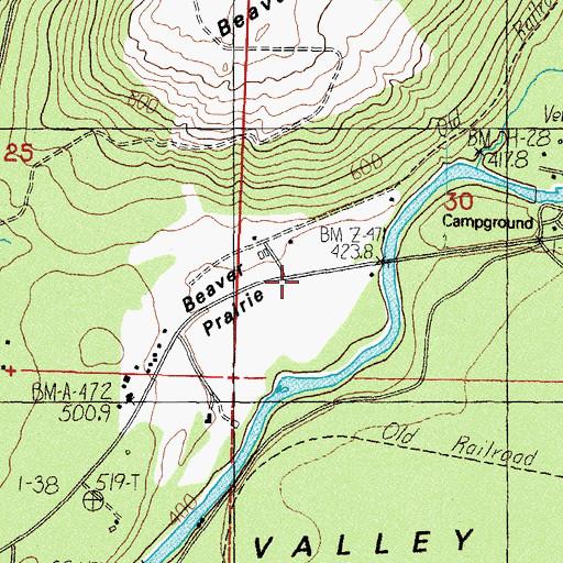 Topographic Map of Beaver Prairie, WA
