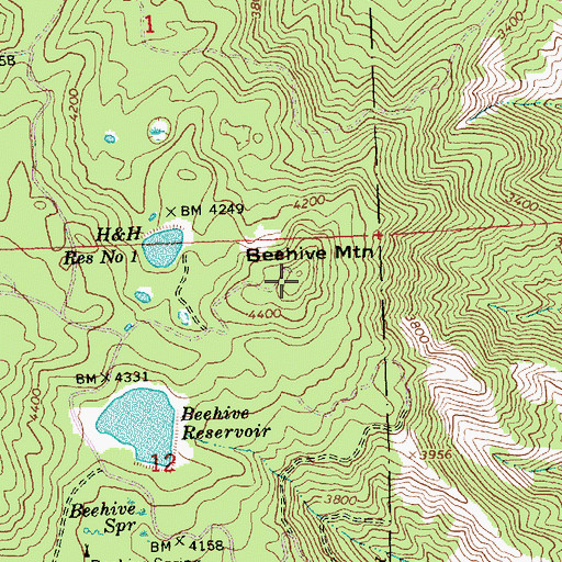 Topographic Map of Beehive Mountain, WA