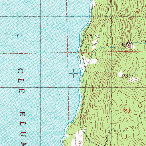 Topographic Map of Bell Creek, WA