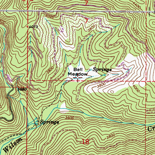 Topographic Map of Bell Meadow, WA