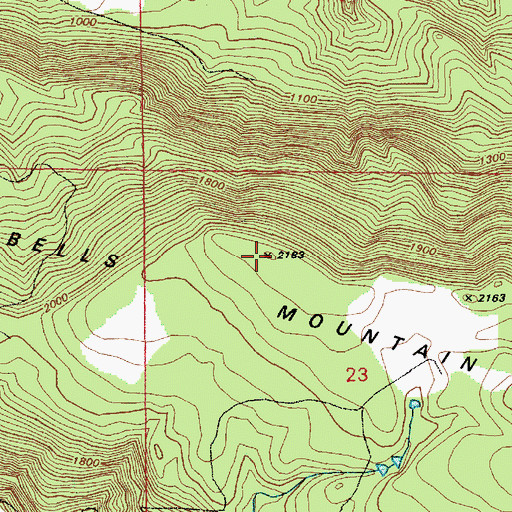 Topographic Map of Bells Mountain, WA