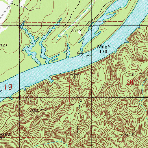 Topographic Map of Elm Bluff, AL