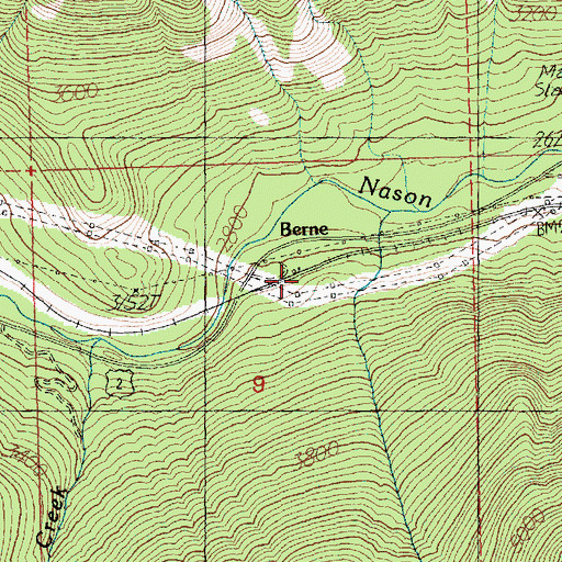 Topographic Map of Berne, WA