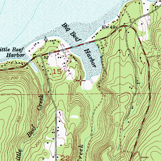 Topographic Map of Big Beef Creek, WA