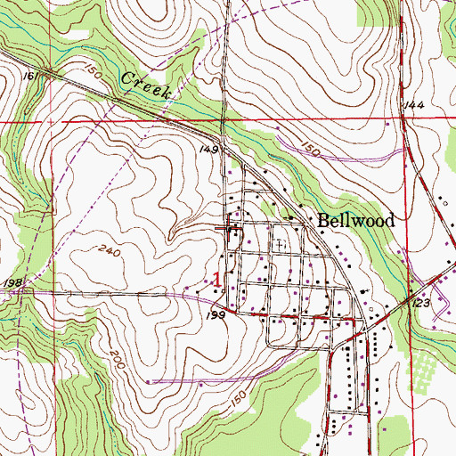 Topographic Map of Bellwood High School (historical), AL
