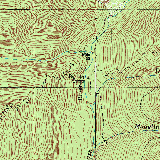 Topographic Map of Big Log Camp, WA