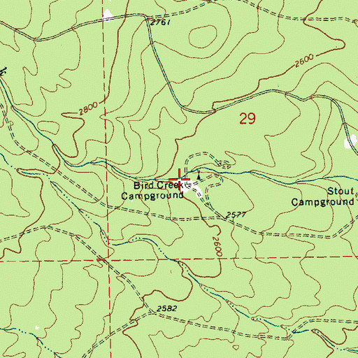 Topographic Map of Bird Creek Campground, WA