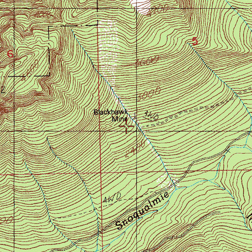 Topographic Map of Blackhawk Mine, WA