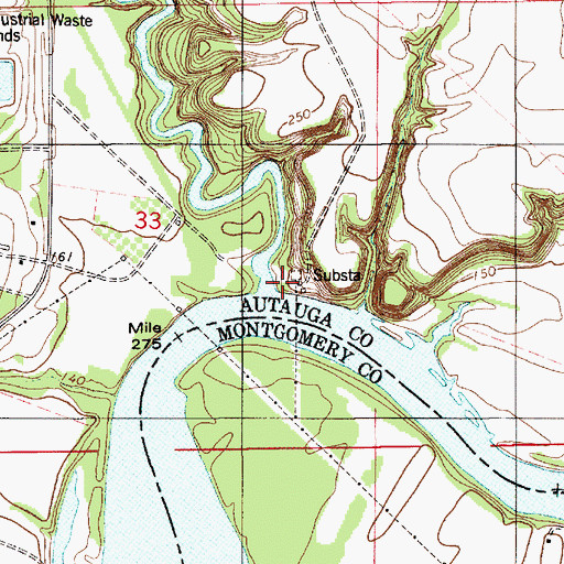 Topographic Map of Autauga Creek, AL