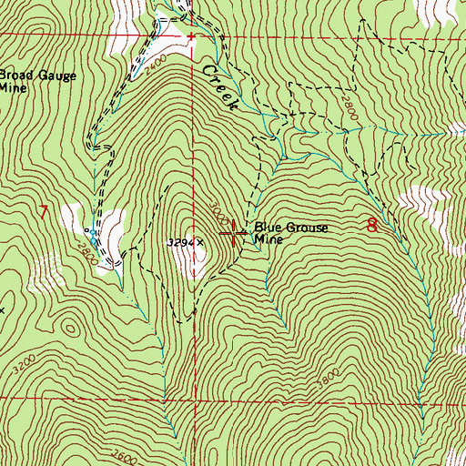 Topographic Map of Blue Grouse Mine, WA