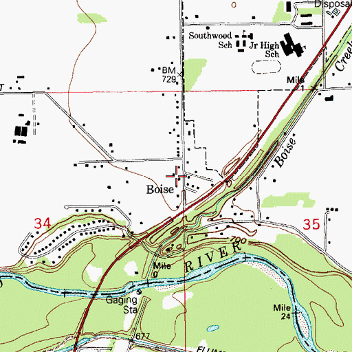 Topographic Map of Boise, WA