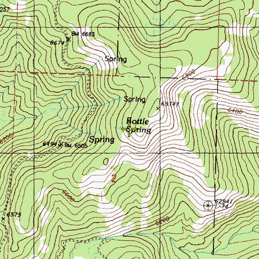 Topographic Map of Bottle Spring, WA
