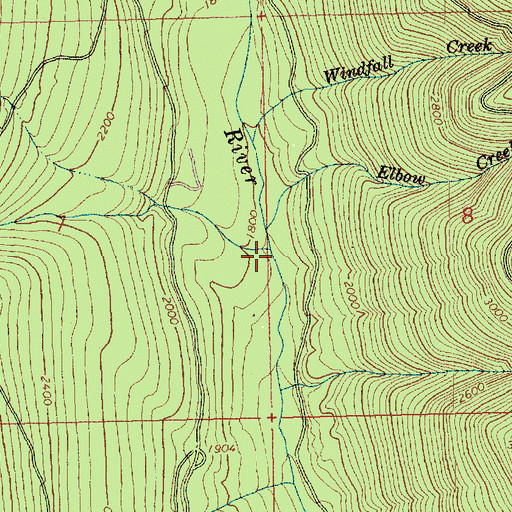 Topographic Map of Boulder Creek, WA