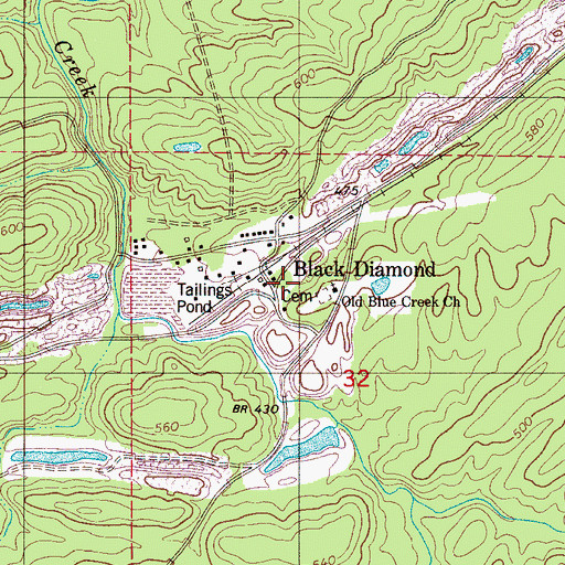 Topographic Map of Black Diamond, AL