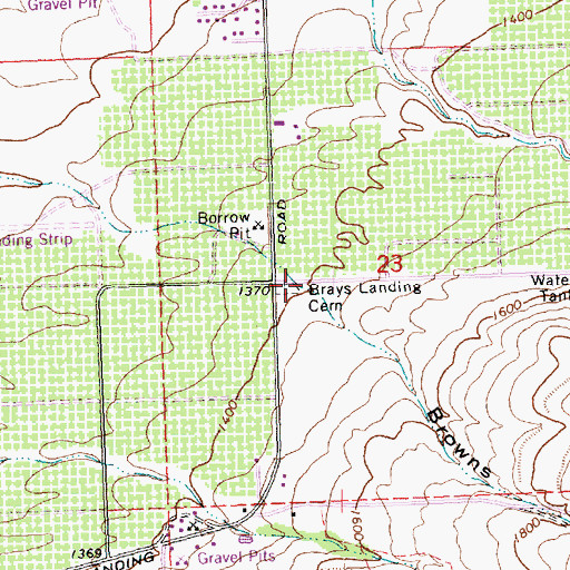 Topographic Map of Brays Landing Cemetery, WA