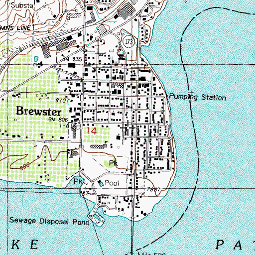 Topographic Map of Brewster, WA