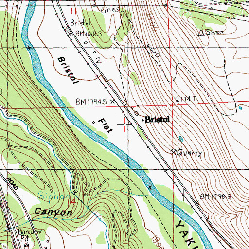 Topographic Map of Bristol, WA