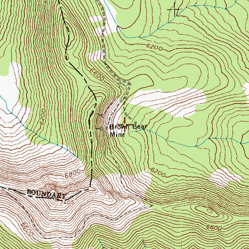 Topographic Map of Brown Bear Mine, WA