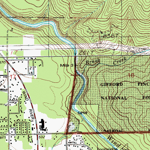 Topographic Map of Brush Creek, WA