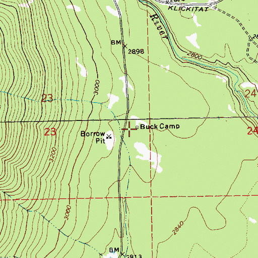 Topographic Map of Buck Camp, WA
