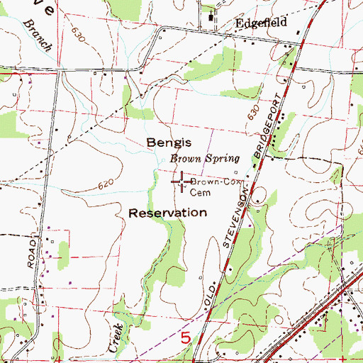 Topographic Map of Brown-Cox Cemetery, AL