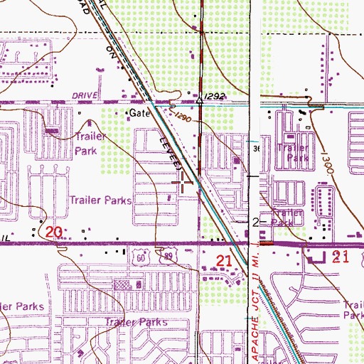 Topographic Map of Val Vista Village Trailer Park Water Retention Basin, AZ
