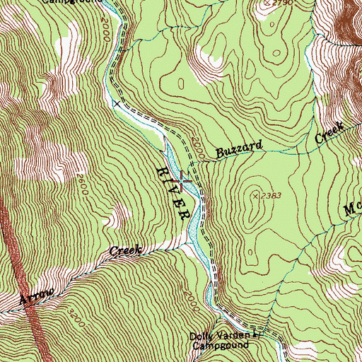 Topographic Map of Buzzard Creek, WA
