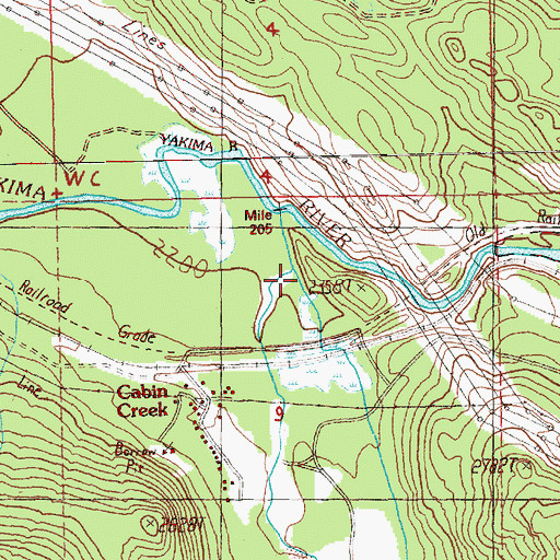 Topographic Map of Cabin Creek, WA